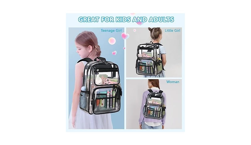 Urbanmax Clear Backpack for School Girls, Heavy Duty Tpu Transparent Stadium Events Approved, Bookbag