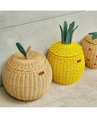 Momiji Apple Handcrafted Rattan Storage Basket with fabric lining