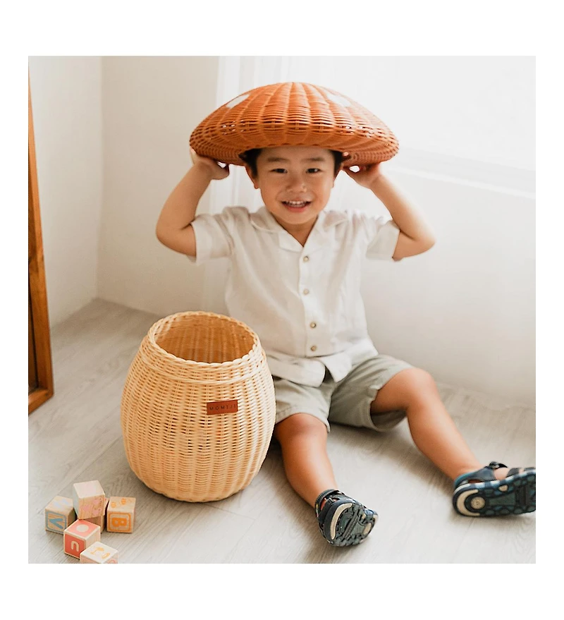 Momiji Mushroom Handcrafted Rattan Storage Basket - Wicker