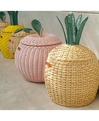 Momiji Pineapple Handcrafted Rattan Storage Basket with fabric lining