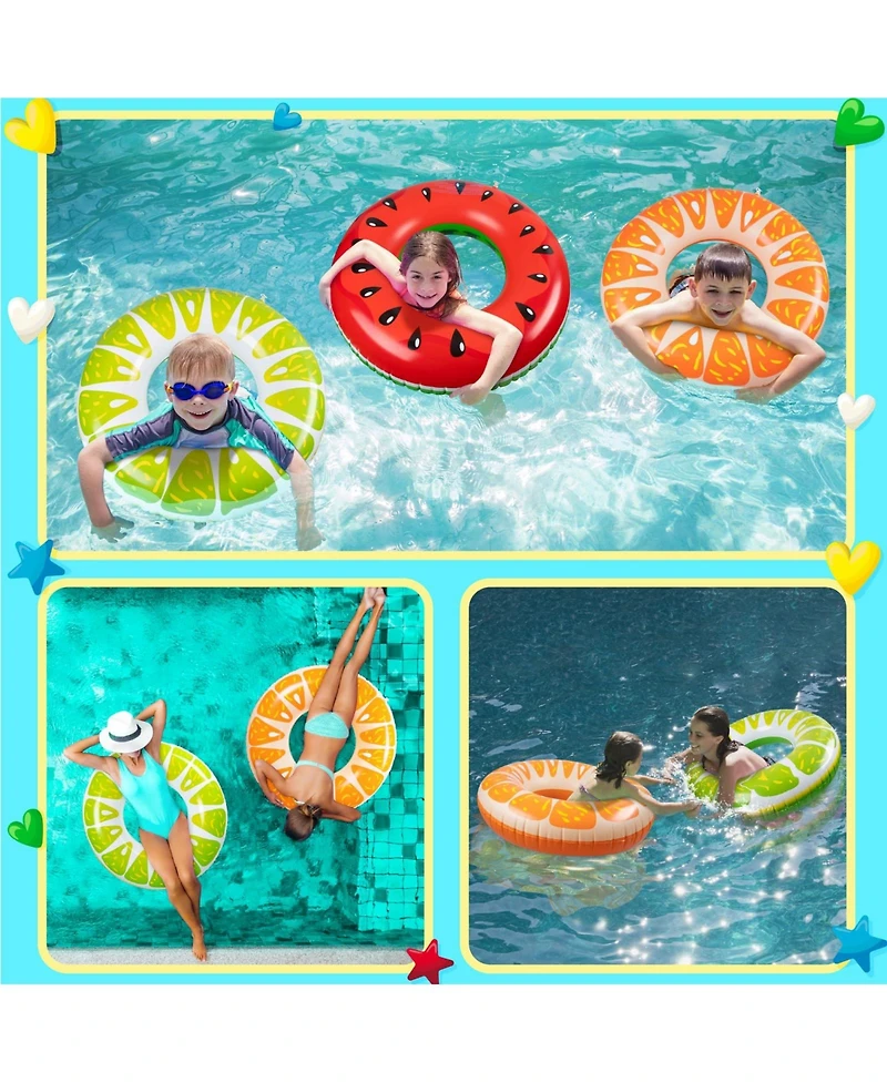 Gnuadz 2PCS Fruit Pool Floats Inflatable Swimming Rings Tubes