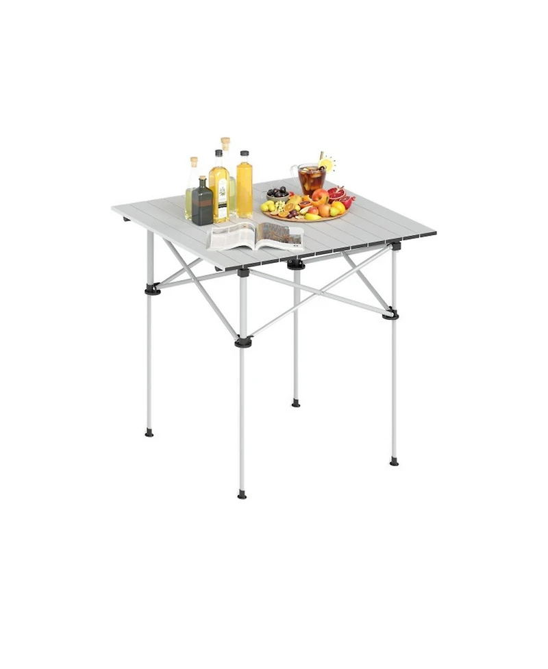 Gouun Folding Roll-Up Aluminum Camping Table with Carry Bag
