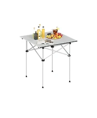 Gouun Folding Roll-Up Aluminum Camping Table with Carry Bag