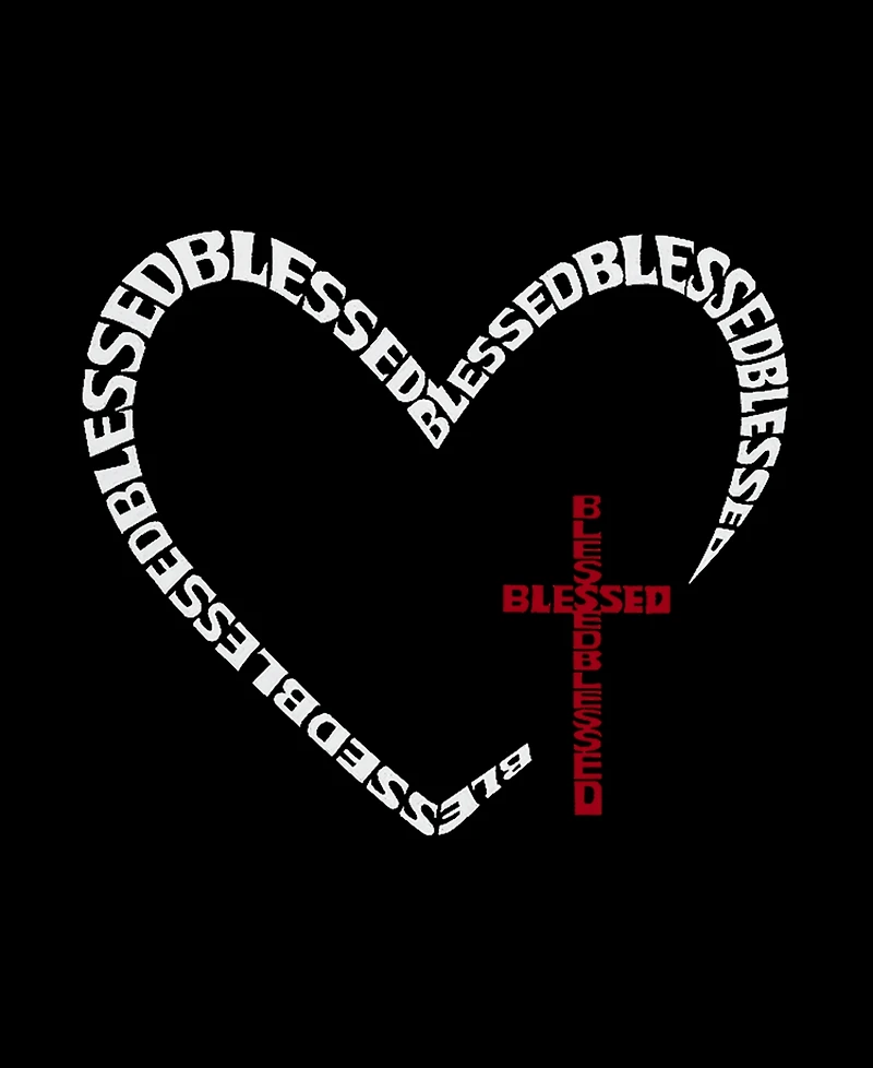 La Pop Art Women's Blessed Heart Word Pullover Top