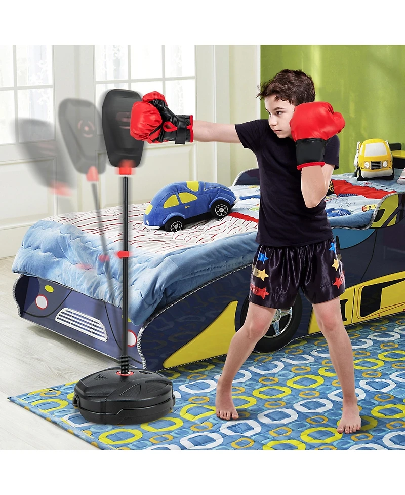 Costway Kids Punching Bag with Stand Height Adjustable Boxing Equipment with Gloves