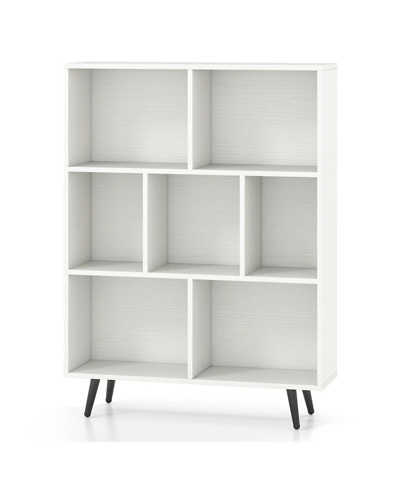 Gouun 7-Cube Bookcase with Tapered Metal Legs and Anti-Tipping Kits