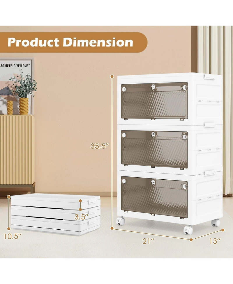 Gouun 33 Gal 3-Pack Stackable Plastic Storage Bins with Lid, 21 x 13 x 35.5 in