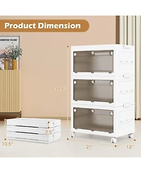 Gouun 33 Gal 3-Pack Stackable Plastic Storage Bins with Lid, 21 x 13 x 35.5 in