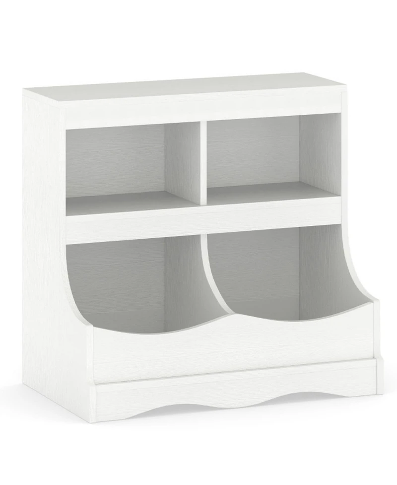 Gouun 4-Cubby Kids Bookcase and Toy Organizer with Spacious Countertop