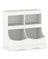 Gouun 4-Cubby Kids Bookcase and Toy Organizer with Spacious Countertop