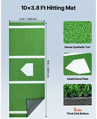 Mecale 10 x 3.8 Ft Baseball Softball Hitting Mat with Foam Backing