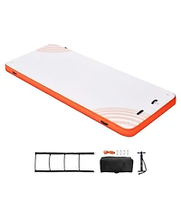 Mecale 15 x 6 Ft Inflatable Floating Dock Platform with Non-Slip Surface and Ladder