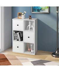 Gouun 3-Tier Cube Bookshelf with Drawers and Wall Anchor