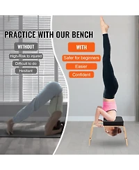 Mecale Yoga Headstand Bench 300 lbs with Wood Frame and Pu Pad