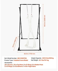 Mecale Yoga Stand Frame 440 lbs Triangular Rig with Hammock