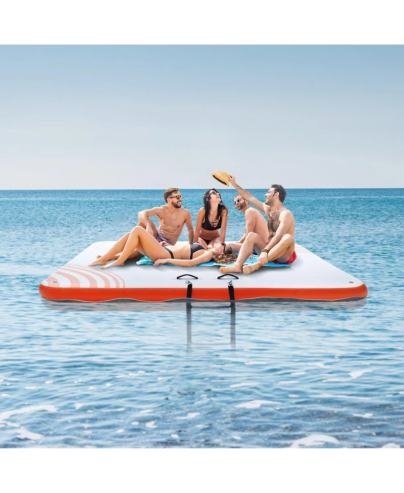 Mecale Inflatable Floating Dock with Ladder and Carry Bag
