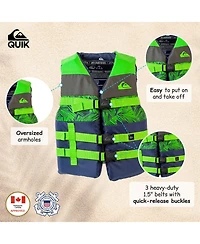 Quiksilver Uscg Approved Teen Life Vest Pfd, Light-Weight Epe Foam, Three Belts with Quick-Release Buckles for Boating Kayaking