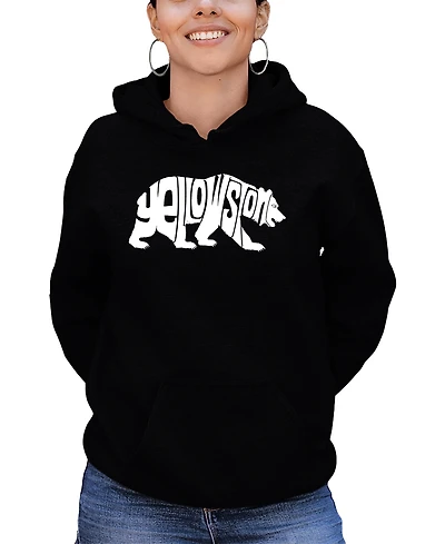 La Pop Art Women's Yellowstone Bear Word Hooded Sweatshirt