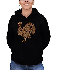 La Pop Art Women's Thankgiving Turkey Word Hooded Sweatshirt