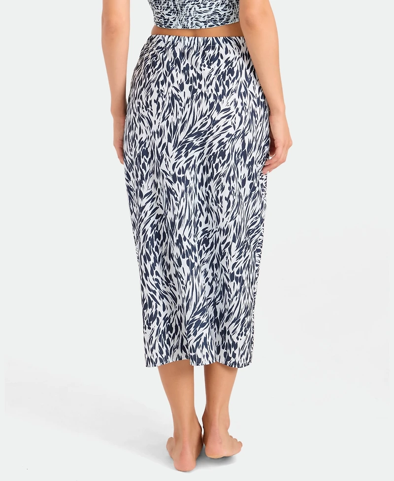 Volcom Women's Abstract Print Midi Swim Cover-Up Skirt