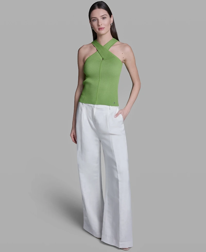 Bcbg Women's Halter Neck Sleeveless Tank Top
