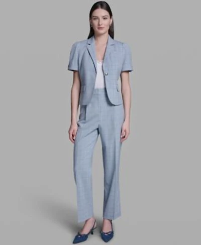 Bcbg Womens Notch Collar Jacket High Rise Wide Leg Pants