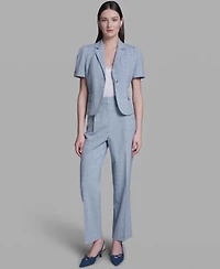 Bcbg Womens Notch Collar Jacket High Rise Wide Leg Pants