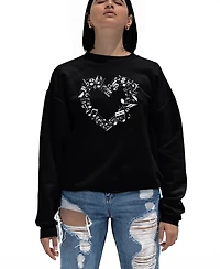 La Pop Art Women's Sheet Music Heart Word Crewneck Sweatshirt