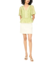 Vince Camuto Women's Flutter-Sleeve V-Neck Top