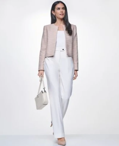 Calvin Klein Womens Long Sleeve Open Front Jacket Square Neck Sleeveless Top Modern Fit Mid Rise Pants