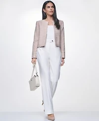 Calvin Klein Womens Long Sleeve Open Front Jacket Square Neck Sleeveless Top Modern Fit Mid Rise Pants