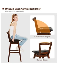 Gymax Swivel Bar Height Bar Stool Set of 2 30.5'' Upholstered Pu Leather Kitchen
