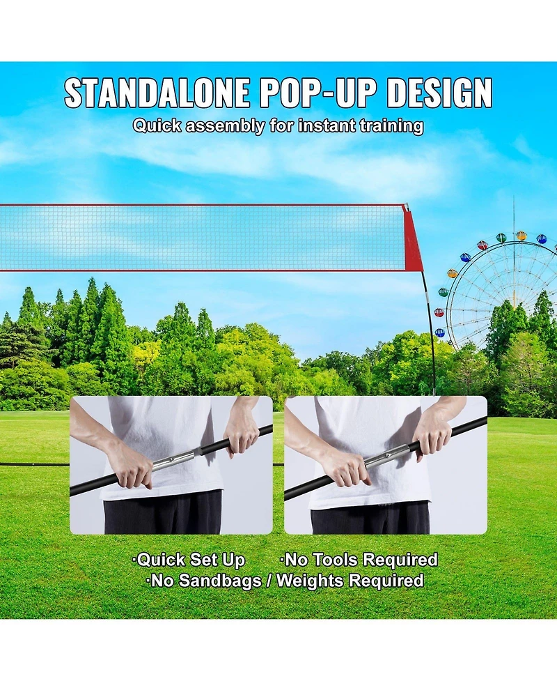 Mecale Adjustable Freestanding Volleyball Training Net with Carry Bag