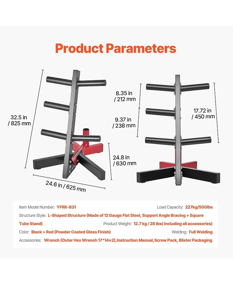 Mecale L Frame Weight Plate Rack for 2 Inch Plates 500 lbs Capacity