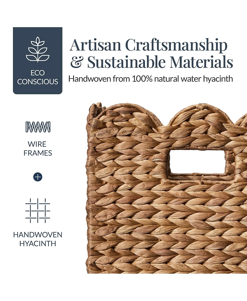 Best Choice Products Scalloped 13 x 13inch Hyacinth Storage Basket Set of 5