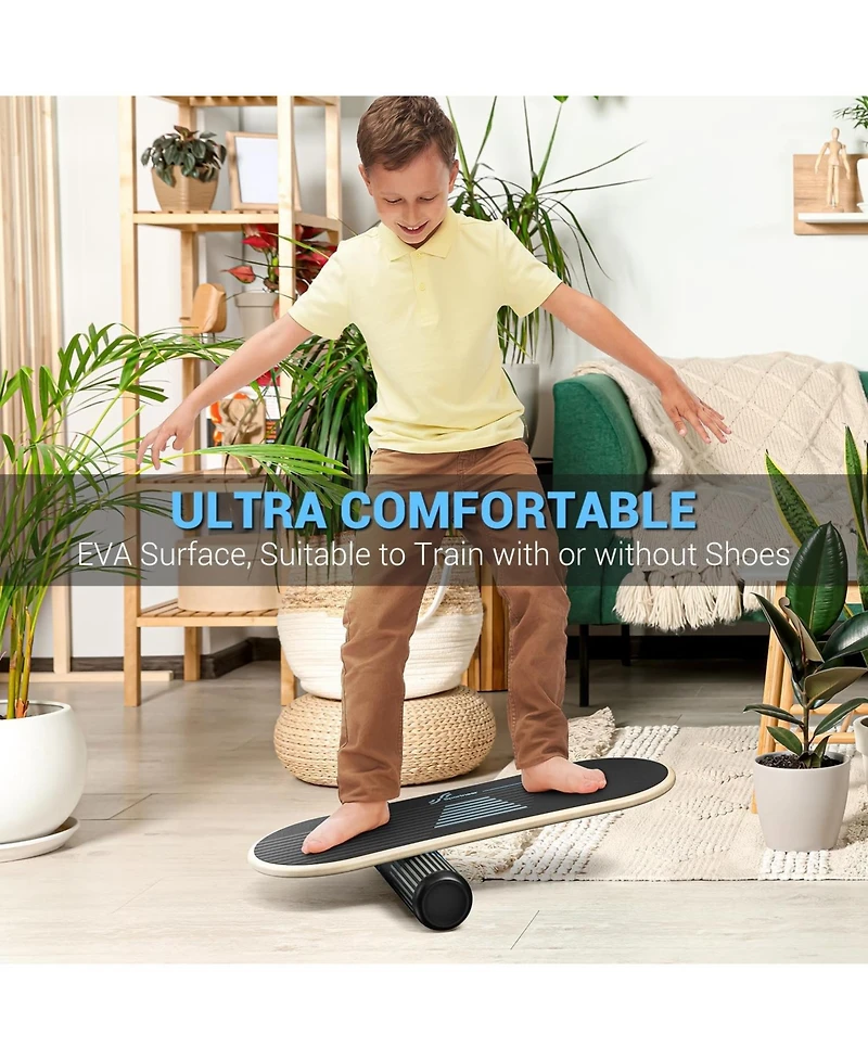 Sportneer Balance Board 7 Modes Wobble Board Adjustable Stoppers Balance Trainer Surf Trainer Physical Therapy with Roller and 2.8 Inch Ball