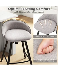 Sugift Set of 2 Upholstered Bar Stools with Footrest and Backrest