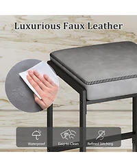 Sugift 26 inch Bar Stools Set of 2 Counter Height Barstools with Faux Leather Upholstered Seat