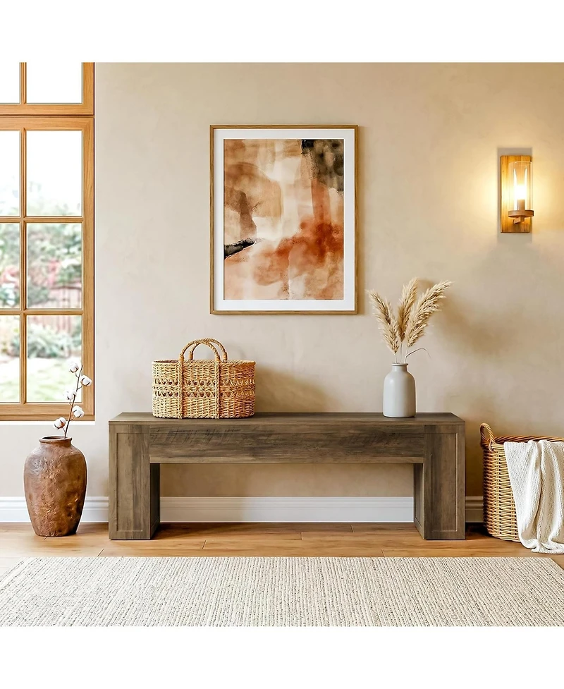 Tribesigns 55" Entryway Bench, Farmhouse Indoor End of Bed Bench, Shoe Bench