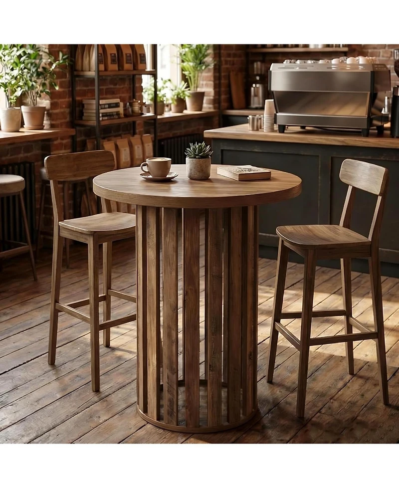 Tribesigns Round Bar Table, 37.4" High Bistro Pub Table for Home Bar, Dining Room, Party, Cocktail, Living Room, Small Space