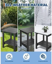 gaomon Modern Hdpe Plastic Adirondack Chair Set of 2 with Side Table - Oversize 380 Lb Poly Lumber Weather Resistant Firepit Chair