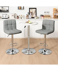 Gymax Set of 2 Adjustable Swivel Bar Stool Counter Height Bar Chair Pu Leather