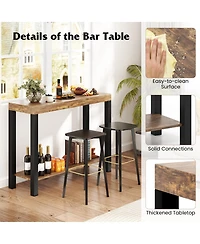 Sugift Two Tier Home Bar Table with Open Shelves and Storage