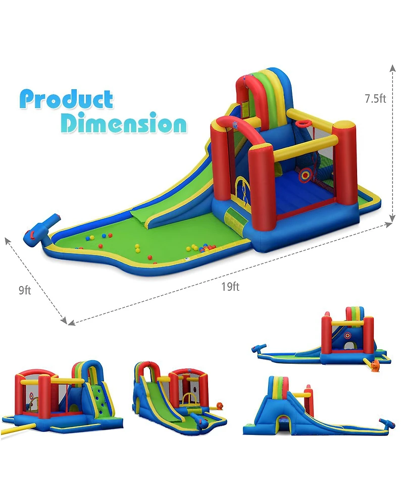 Gymax Inflatable Bounce House Slide Splash Pool Climbing Wall Park w/ Blower