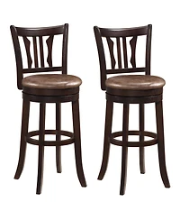 Sugift Counter Height Swivel Bar Stools Set of 2 with Back and Solid Rubber Frame-29