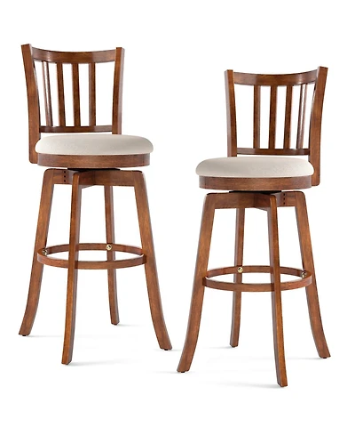 Sugift 360degree(s) Rotating Counter Height Chairs Set of 2 with Upholstered Seat and Backrest-29 inches