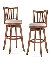 Sugift 360degree(s) Rotating Counter Height Chairs Set of 2 with Upholstered Seat and Backrest-29 inches