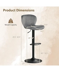 Sugift Adjustable Counter Height Chairs Set of 2 with Velvet Upholstered Backrests