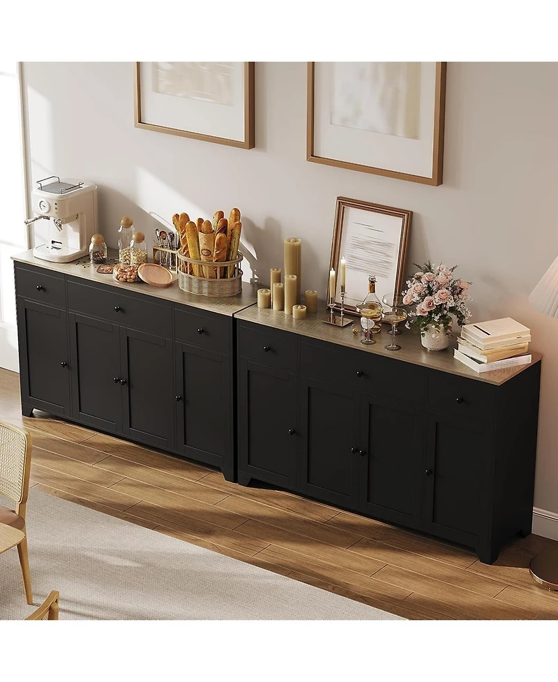 gaomon 55inch Buffet Cabinet with Drawers-Large Sideboard Buffet Storage Cabinet with Shelves and Doors-Minimalist