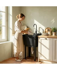 Outsunny Portable Camping Sink, Handwashing Station Basin